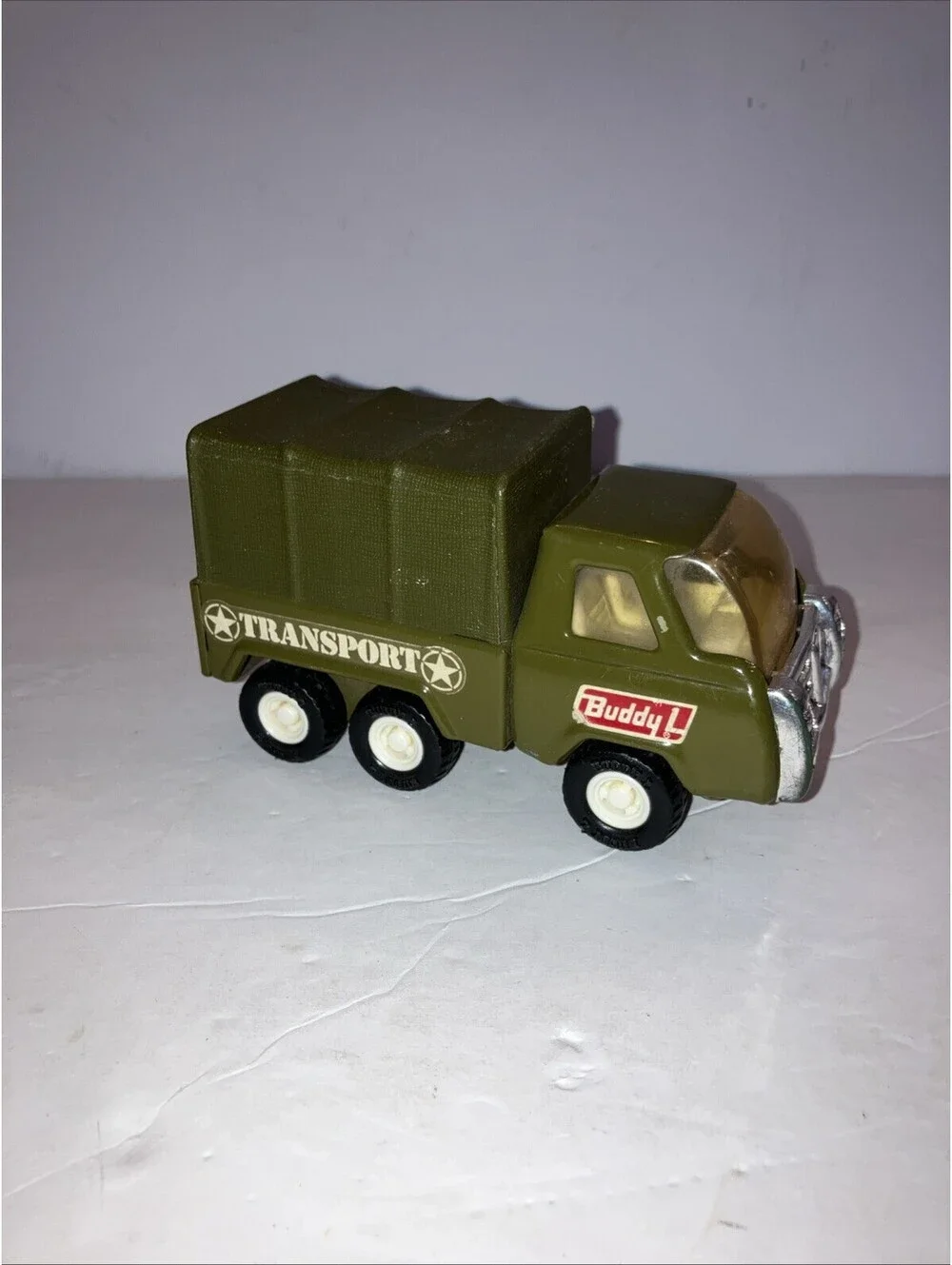 Vintage 1970's Buddy L Army T415 Transport Truck Pressed Steel CLEAN “RARE”